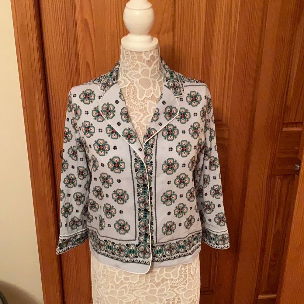 NWOT Sandro Satin Patterned Blouse - Picture 2 of 7